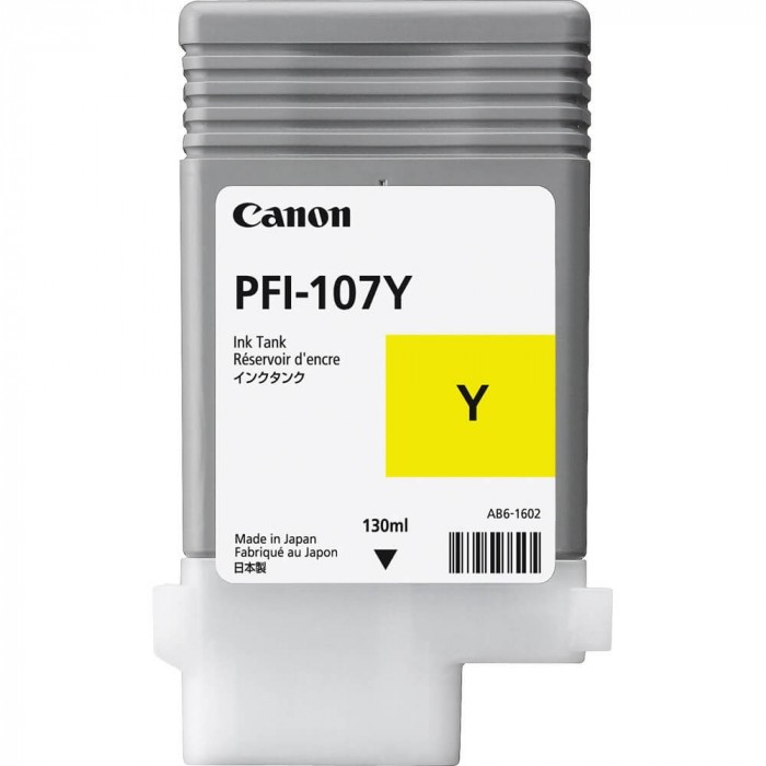 Canon PFI-107Y 130ML Ink Tank, Yellow