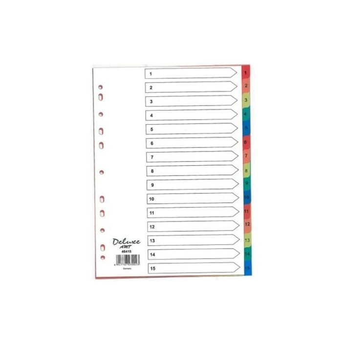 Deluxe Divider Plastic Colored A4 with numbers 1-15