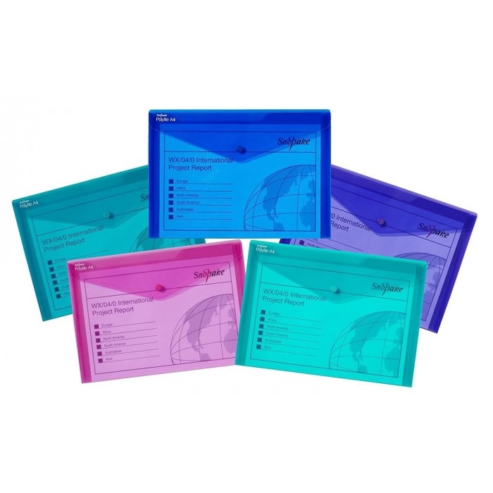 Snopake Polyfile Twin Pocket A4 size, Assorted Colour, 5pcs/pack (15691)
