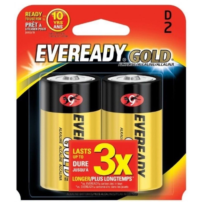 Eveready A95 Gold D Alkaline Battery, (Pack of 2)