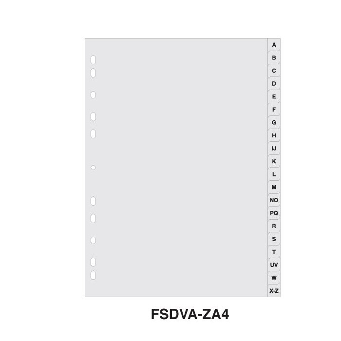 Divider Plastic PVC Grey A4 A-Z (FSDVA-ZA4)