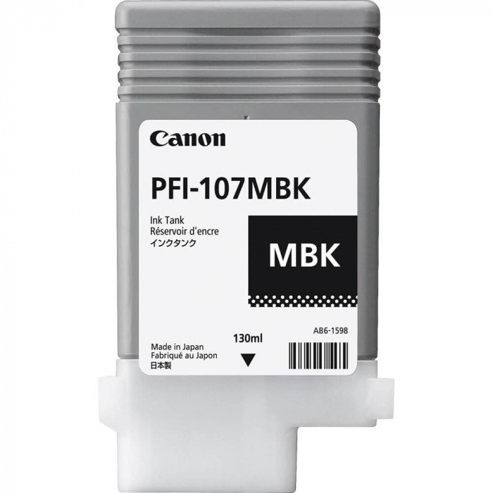 Canon PFI-107MBK 130ML Ink Tank, Matte Black