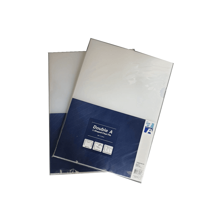 Double A L-Shaped Clear File, A4, 12pcs/pack