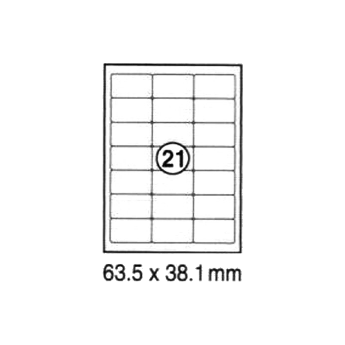 xel-lent 21 labels/sheet, rounded corners, 63.5 x 38.1 mm, 100sheets/pack
