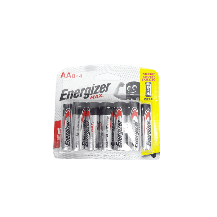 Energizer E91 MAX AA Alkaline Battery, (Pack of 8 + 4 Free)