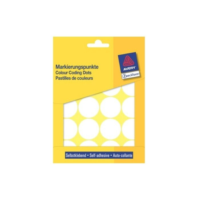 Avery Multipurpose Labels, Self-Adhesive, Dots, 30 mm, White, 448/pack