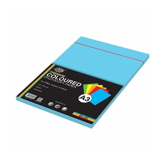 Coloured Paper, A3, 100pcs/Pack, Blue