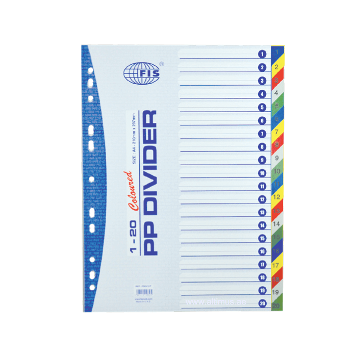 Divider Plastic Colored A4 With Numbers 1-20