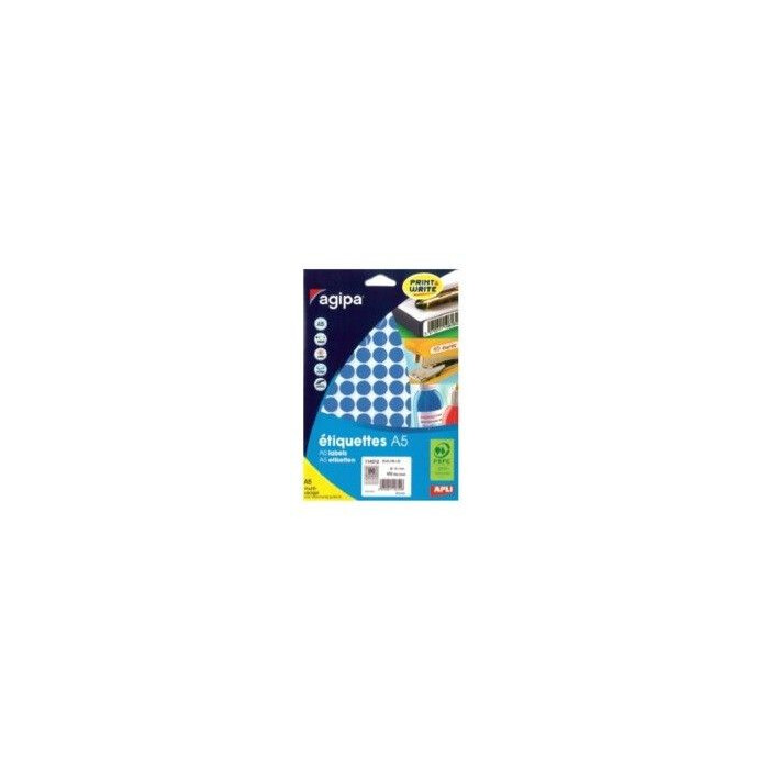 Agipa 114312 Round Labels, Ø15mm, A5 Blue