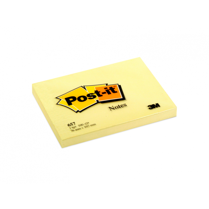 3M Post-It Notes Canary Yellow 657 3inx4in