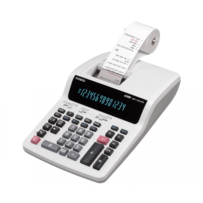 Casio DR-140TM Desk Top 2-Color Printing Calculator, 14 Digits, White