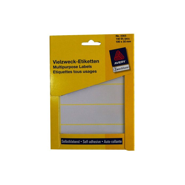 Avery Multipurpose Labels, Self-Adhesive, 100 x 30 mm, White, 140/pack