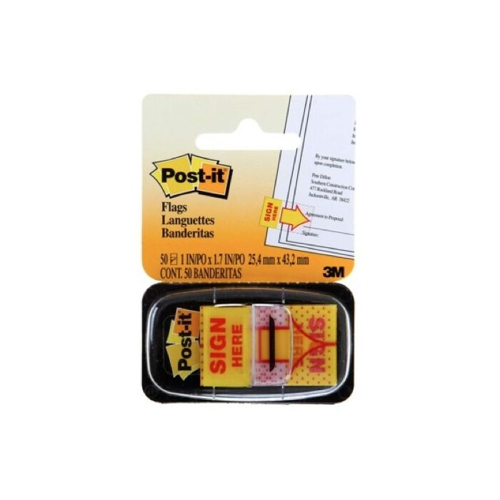 3M Post-it Flags Sign Here 680-9 25mmx43mm 50 flags/dispenser