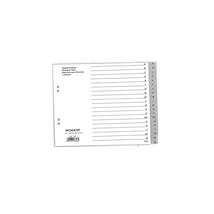 Modest Divider Plastic PVC Grey A5 A-Z