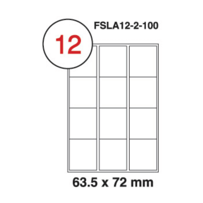 Multi Purpose Labels 63.5 X 72mm, 100Sheets/Box (FSLA12-2-100)
