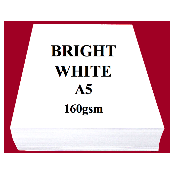Bright White A5 Size Paper, 160gsm, 500 Sheets/Ream