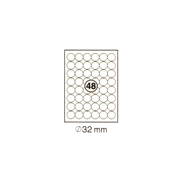 xel-lent 48 labels/sheet, round, diameter 32mm, 100sheets/pack