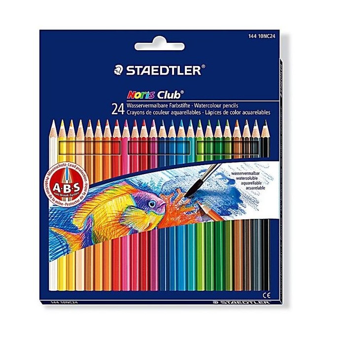 Staedtler 144 Noris Club Aquarell Water Colour Pencils with Brush, Assorted (Set of 24)