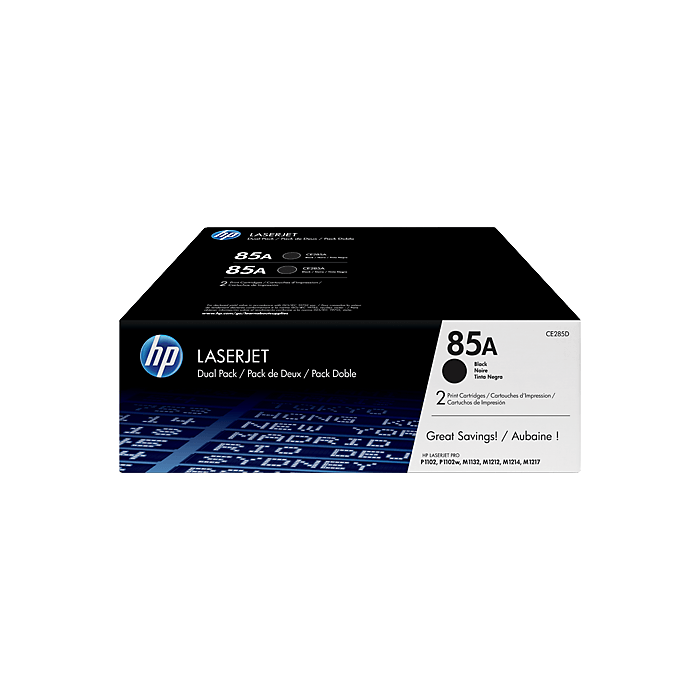 HP 85A 2-Pack Black Original LaserJet Toner Cartridges (CE285AD)