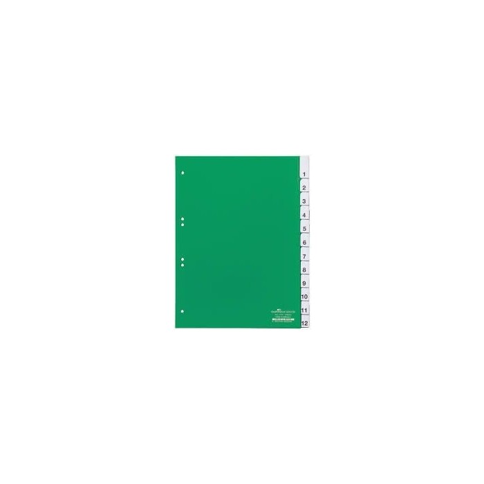 Durable Plastic Divider w/ numbers 1-12, A4 Green