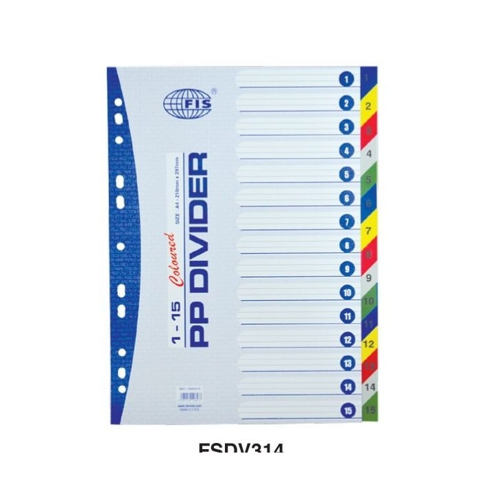 Divider Plastic Colored A4 With Numbers 1-15