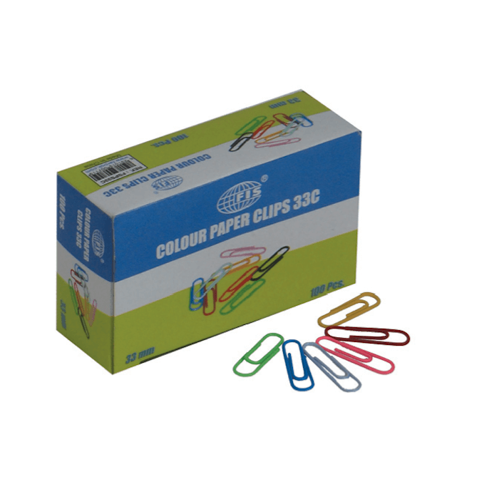 Colored Paper Clips, Assorted Colors, 33mm, 100clips/pack