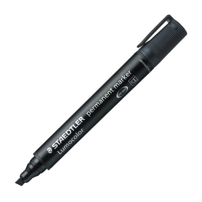 Staedtler Lumocolor Permanent Marker, Chisel Tip - Black, (Box of 10)
